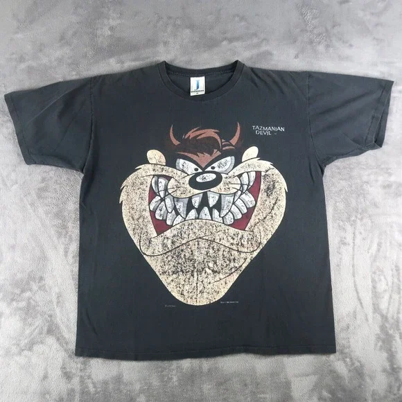 Vintage 90s Warner Bros Tasmanian Devil T-Shirt XL 1993 Black Made In USA - Picture 1 of 13